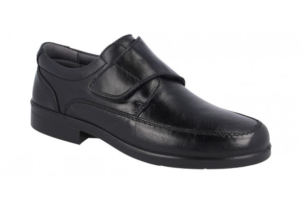 Zapatos negros piel - cierre velcro | confort hombre